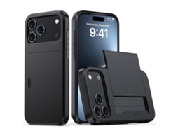 Capa Skalo Armor Para Iphone 17 Pro Com Suporte Para Cartões - Preta