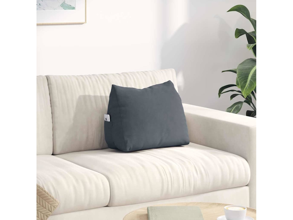 Vidaxl Travesseiro Para Costas Cinza Escuro 45 X 20 X 35 Cm