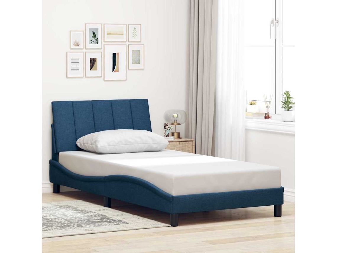 Vidaxl Estrutura De Cama Sem Colchão Hanko 100x200 Cm Tecido Azul