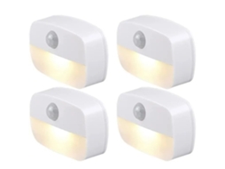 Luz Noturna Led Com Sensor De Movimento, Branco Quente, Operada Por Bateria, Conjunto 4 Para Quarto, Banheiro, Corredor