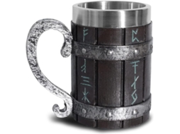Caneca de Cerveja Medieval Nórdica Viking em Madeira de Carvalho com Alça de Aço Inoxidável AQUAFORGE