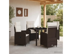 Vidaxl Conjunto De Jantar Para Exterior 5 Pcs Marrom E Branco Creme