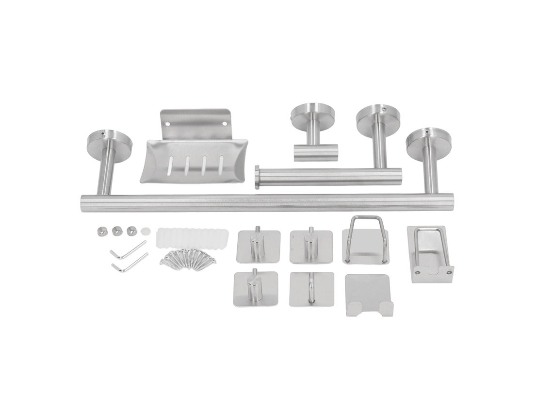 Conjunto De Ferragens Para Banheiro 11pcs 15,6 Polegadas 6,3 Polegadas Barra De Toalha De Aço Inoxidável Com Ganchos Acessórios Para Banheiro Montado