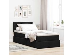 Vidaxl Cama Com Arrumação E Colchão Preto 90 X 190 Cm Veludo