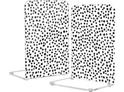 Organizador Transparente Para Computador Com Estampa De Bolinhas, Em Acrílico Preto E Branco, Ideal Para Livros