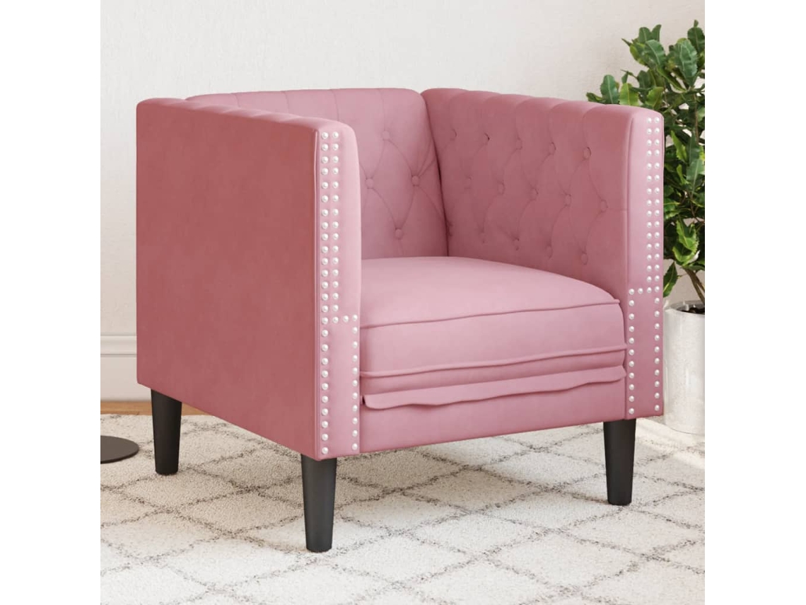 Vidaxl Sofá Chesterfield Veludo Rosa