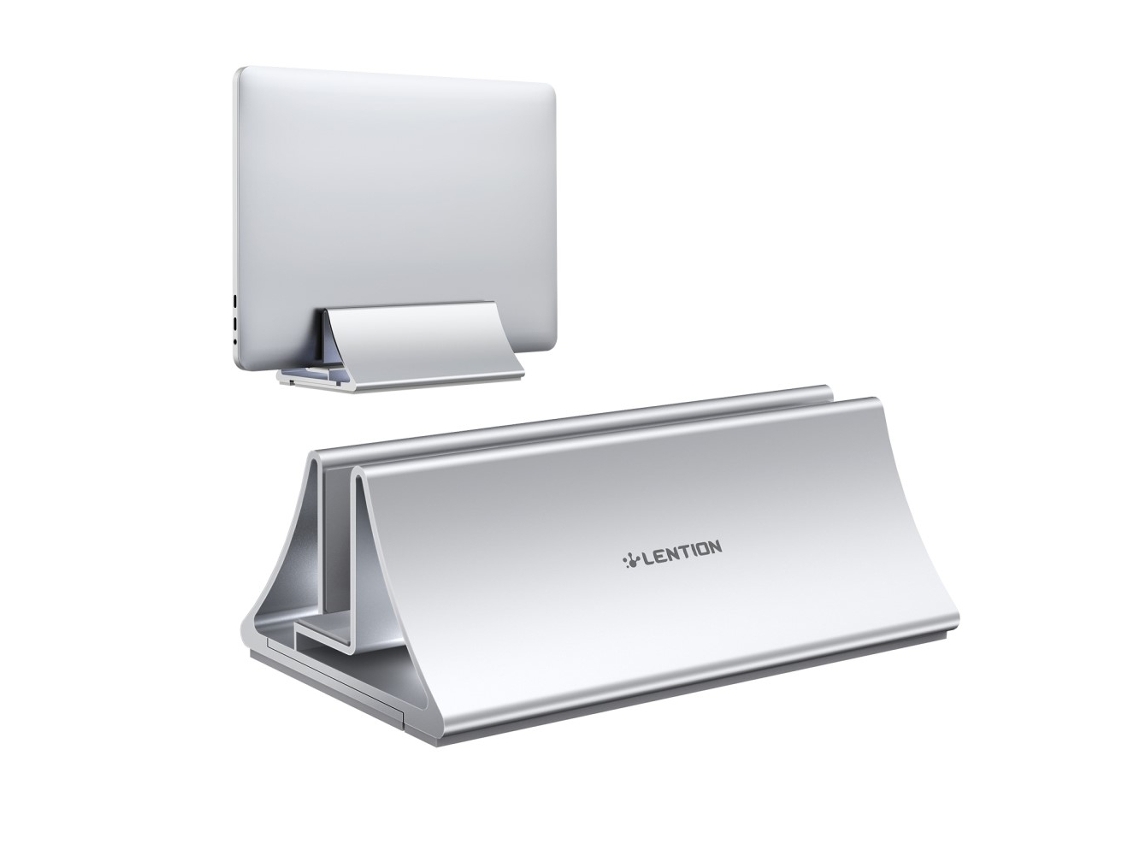 Suporte Universal Vertical De Alumínio Para Laptop Lention, Prata Brilvibera