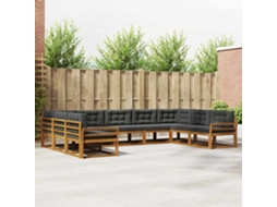 Vidaxl Conjunto De Sofás Para Exterior 9 Unid. Natural E Antracite