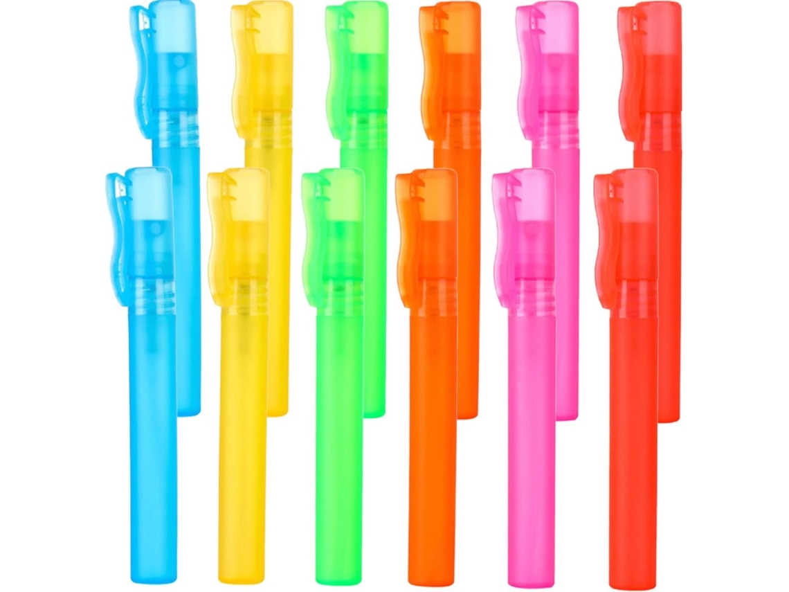Conjunto De 12 Mini Frascos De Perfume Recarregáveis, 10ml, Sprays Portáteis Coloridos, Azul