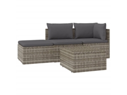 Maison Exclusive - 4 Pcs Conjunto Lounge De Jardim C/ Almofadões Vime Pe Cinzento