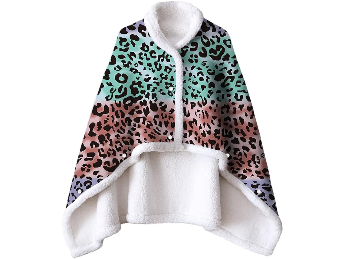 Manta de Lã Sherpa Fansu Xale Grossa e Macia para o Inverno com Botões Quente Microfibra Adultos Crianças 130x