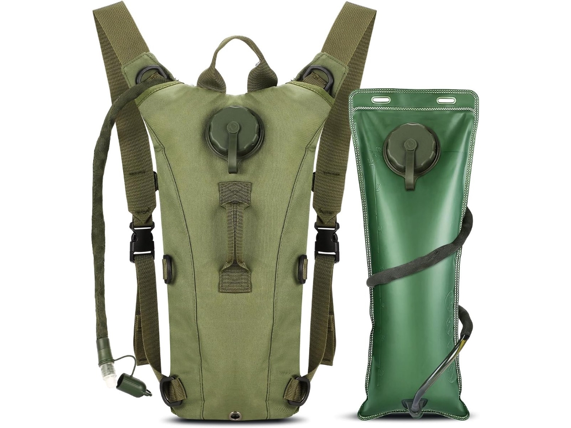 Mochila De 3 Litros Com Reservatório De Hidratação E Canudo, Verde Militar, Para Caminhadas, Ciclismo, Corrida E Trekking
