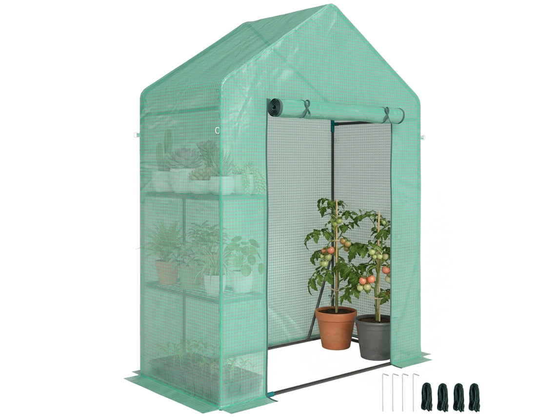 Estufa Jardim 143x73x195 Cm com 2 Prateleiras, Verde DECORALAR TECH