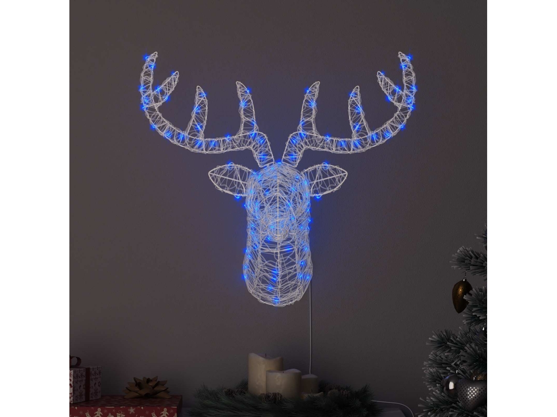 Vidaxl Cabeça De Rena 140 Led Azul 68 X 36,5 X 62,5 Cm Acrílo