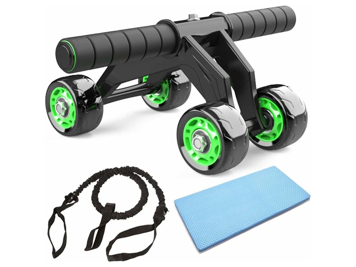 Roda abdominal para abdominais, treino abdominal, roda abdominal com 4 rodas, treinamento com pesos para homens e mulheres Slowmoose