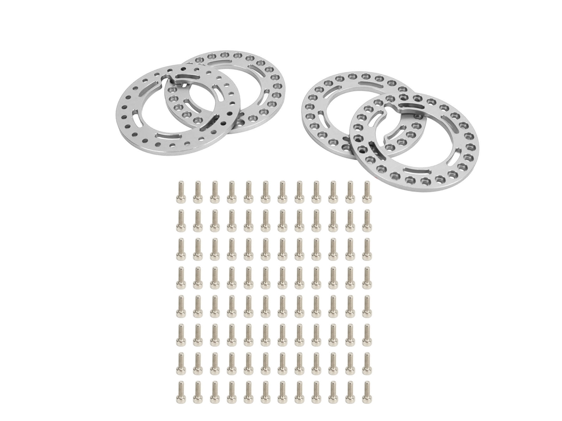 Yui 4 Peças Anéis de Bloqueio de Roda de Alumínio 1,9 Polegadas para Roda Axial Scx10 90046 1/10 Prata