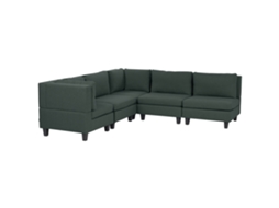 Sofá Modular Estofado BELIANI Unstad de Tecido Verde Escuro 228x228x72