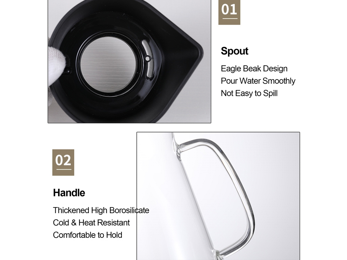 Chaleira Cold Brew Maker em Aço Inoxidável com Filtro Transparente 1200ml