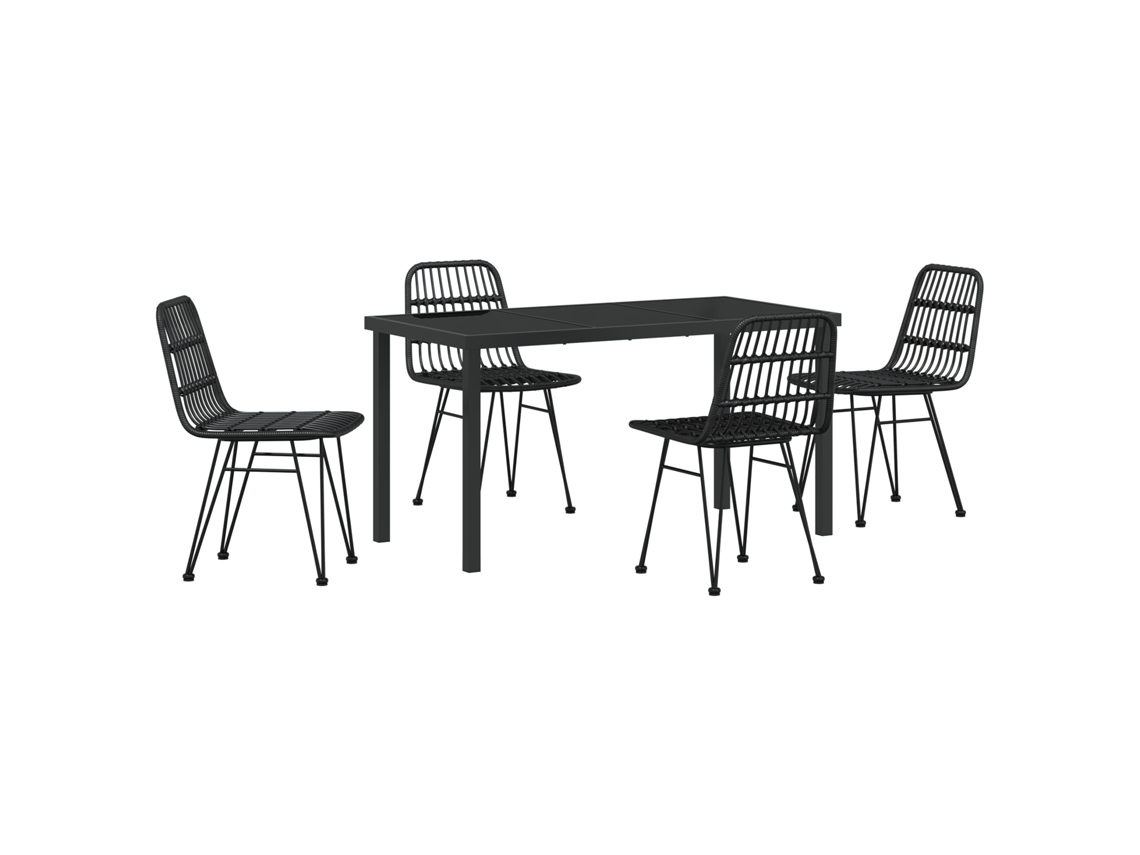 Conjunto 5 De Jantar De Jardim Vidaxl Preto Polirattan