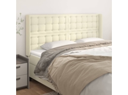 Vidaxl Cabeceira Cama C/ Abas Couro Artif. 183x16x118/128 Cm Creme