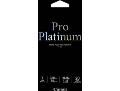 Papel Fotográfico CANON PT-101 - Pro Platinum Photo 10x15cm 20 folhas