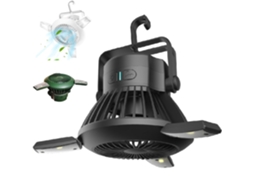 Ventilador De Camping Com Lanterna Led, Funciona Com Bateria Recarregável