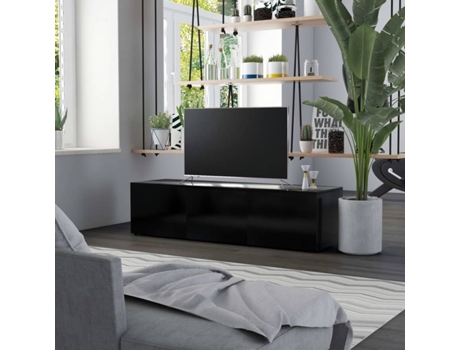 Móvel de TV 120x34x30 cm contraplacado preto