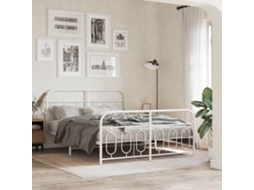 Vidaxl Estrutura De Cama Com Cabeceira E Pés 140x190 Cm Metal Branco