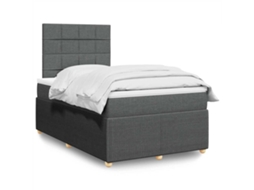 Vidaxl Cama Boxspring Com Colchão 120x190 Cm Tecido Cinzento-escuro