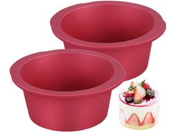 Forma redonda de silicone para bolo, 2 peças na cor vinho tinto