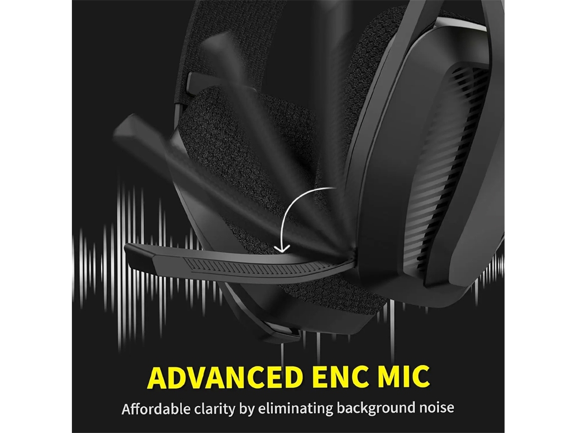 (preto) Fone De Ouvido Gamer Sem Fio, Com Cancelamento De Ruído Enc E Microfone, E Bluetooth De Modo Duplo.