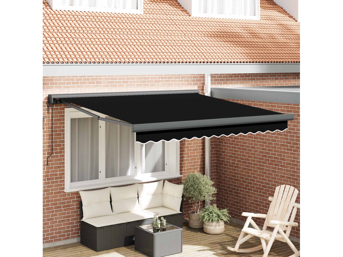 Vidaxl Toldo Retrátil Preto 300 X 250 X 165 Cm Tecido E Metal