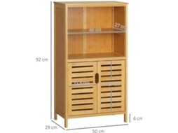 Armário Casa de Banho Bambu Cor Cor de Madeira Natural 50x29x92 cm Kleankin