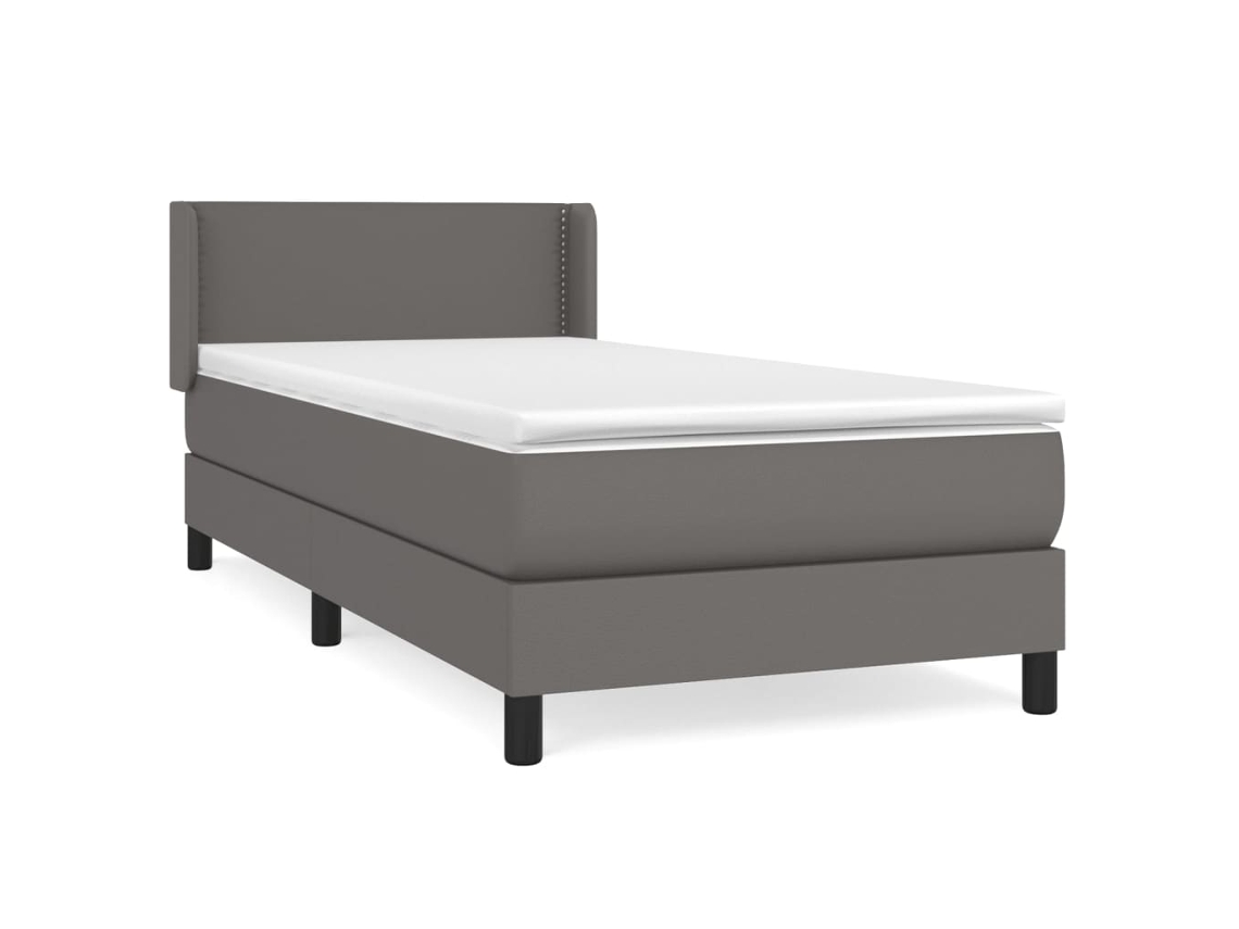 Cama Box Spring VIDAXL (Cinzento - Couro Artificial - 203 x 83 x 88 cm)