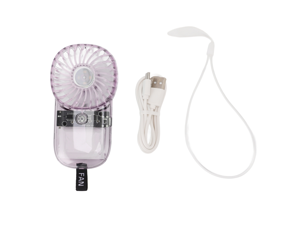 Laxiscreed Mini Ventilador Portátil Com Luz De Respiração De Sete Cores E Cordão Integrado