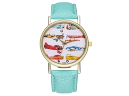 Relógio feminino Zhoulianfa de couro com mecanismo de quartzo, modelo T193-a, inspirado em aviões de combate, cor menta.