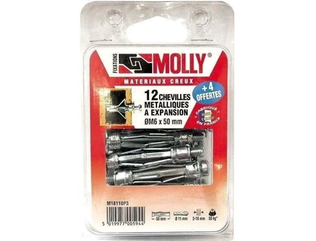 Conjunto De 16 Cavilhas 5x50 Mm Parafusos Molly