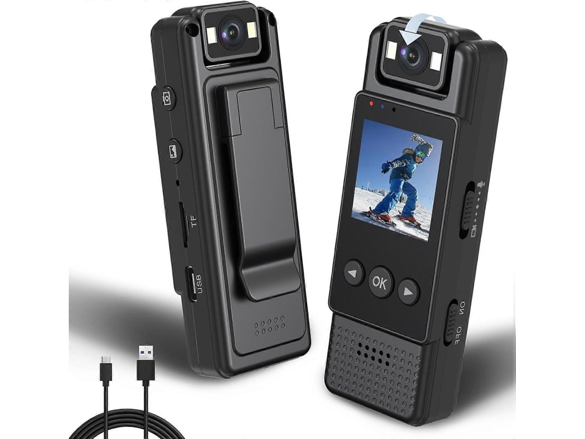 Câmera Corporal com Tela de 1,3 Polegadas, Filmadora Esportiva para Usar no Corpo, Câmera Portátil de 1200mah, Mini Câmera 1080p TAISHENGDA