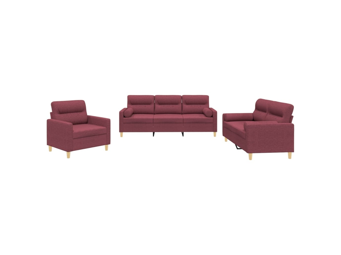 Conjunto de Sofás com Almofadas Tecido Vermelho Tinto MAISON EXCLUSIVE