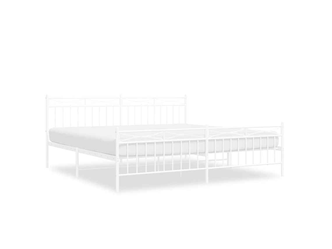 Estrutura de Cama com Cabeceira e Pés Metal Branco MAISON EXCLUSIVE 193x203 cm