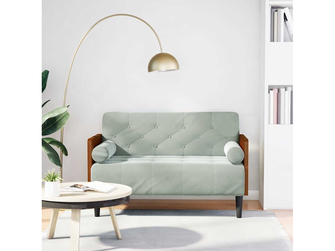Vidaxl Sofá-luvas Com Rolos 110 Cm Veludo Cinzento-claro