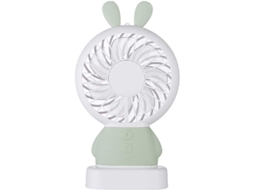 Ventilador Portátil Nova Line com base, luz LED, recarregável, verde | S/MARCA