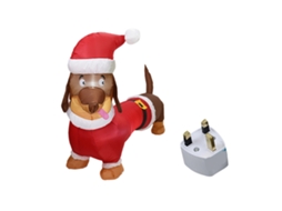 Cachorro Dachshund Inflável Iluminado 1,5m com LED, Decoração de Natal ao Ar Livre