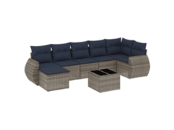 Conjunto de Sofá de Jardim, 8 Peças, Almofadas, Rattan Cinza MAISON EXCLUSIVE