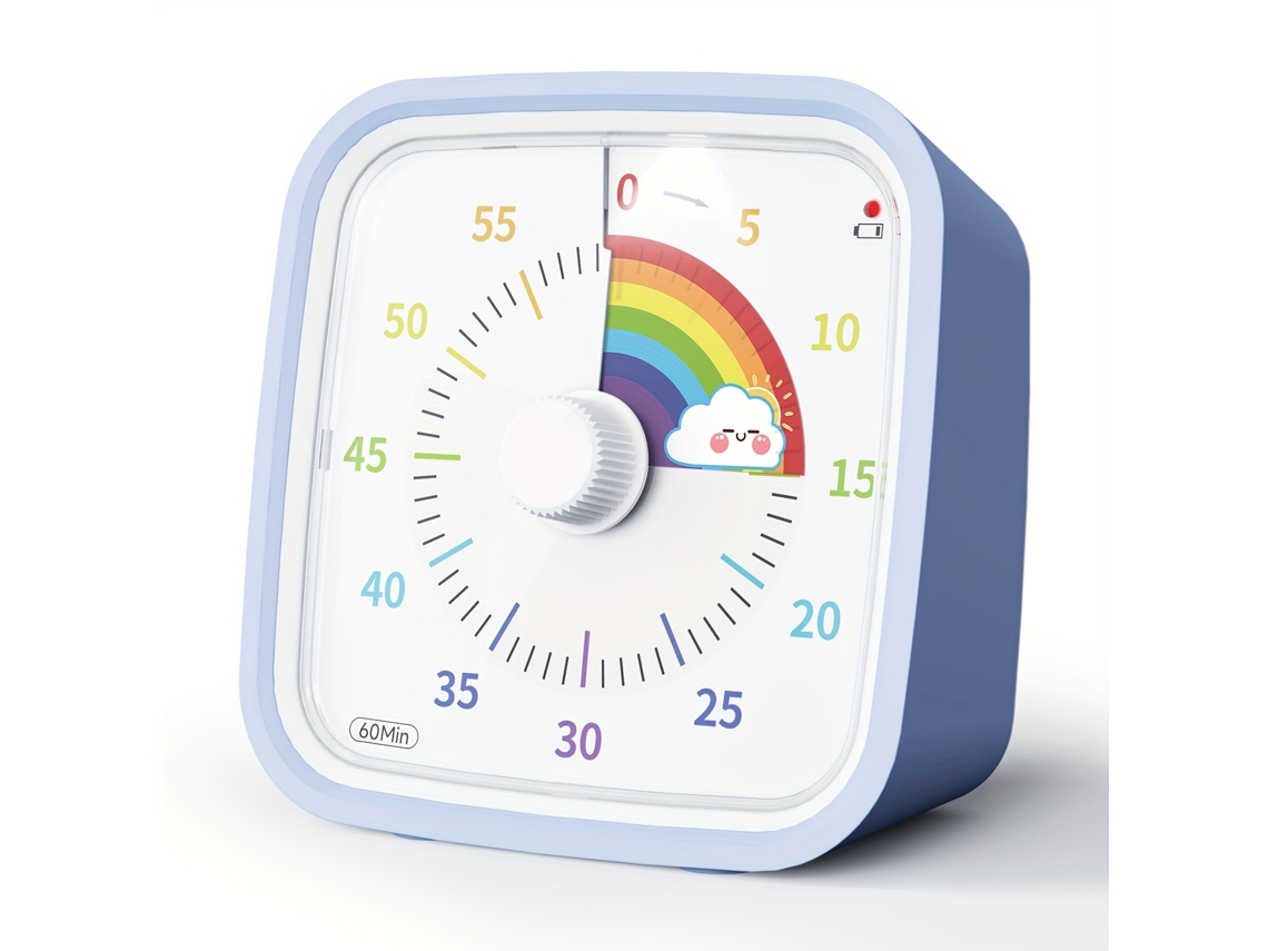 Temporizador Visual De 60 Minutos Com Capa Protetora Silicone, Funcionamento Silencioso E Indicador De Bateria Fraca Por Cor