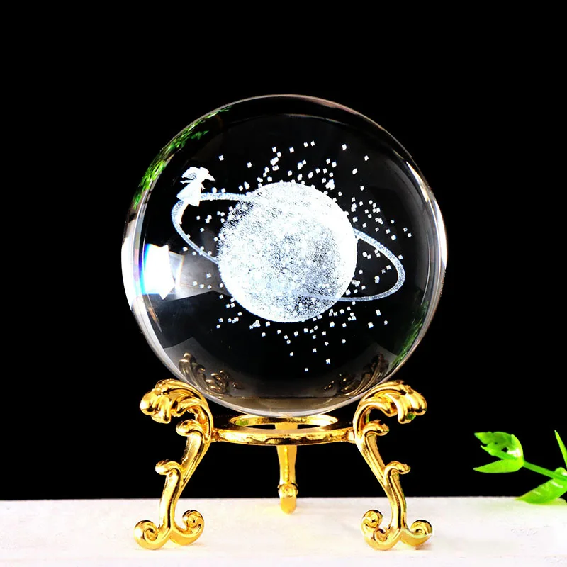 Bola de Cristal 60mm Esfera de Vidro Esculpida em 3d Peso de Papel com Base MDUG (estilo 1 60mm)