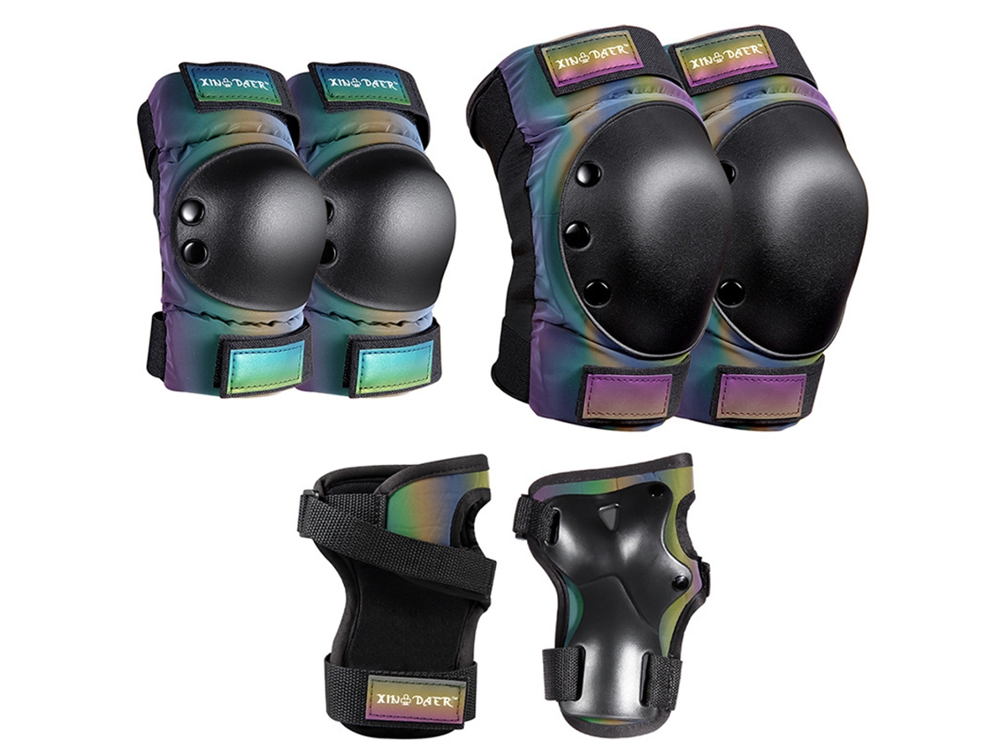 Capacete infantil AQUAFORGE ajustável com conjunto de proteção, Joelheiras e Cotoveleiras
