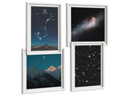 Um Conjunto De Imagens Decorativas Em Uma Moldura Paisagens Espaciais, Escorpião Moldura Branca Pinturas De Quarto Espelharte (conjunto De 4 Imagens)