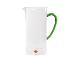 Jarra De Frutas Grande E Alta Em Vidro Borossilicato Laranja, Com Capacidade Para 120 Cl, Design Artesanal Com Decoração Protegida Por Fundo Duplo.