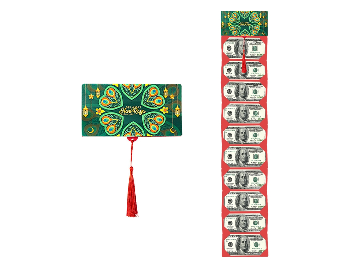 Envelope Dobrável Verde Malaia com Abertura Creativa para 6 Cartões, Vermelho LAXISCREED